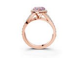 Rose gold Fancy Pink Heart Cut Diamond Split Shank Halo Ring with Four-Prong Setting_60