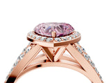 Rose gold Fancy Pink Heart Cut Diamond Split Shank Halo Ring with Four-Prong Setting_61