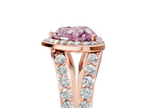 Rose gold Fancy Pink Heart Cut Diamond Split Shank Halo Ring with Four-Prong Setting_62