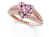 Rose gold Fancy Pink Heart Cut Diamond Split Shank Pavé Engagement Ring with Four-Prong Setting_92