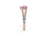 Rose gold Fancy Pink Heart Cut Diamond Split Shank Pavé Engagement Ring with Four-Prong Setting_93
