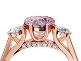 Rose gold Fancy Pink Heart Cut Diamond Three-Stone Engagement Ring with Prong Setting and Pavé Band_4
