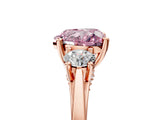 Rose gold Fancy Pink Heart Cut Diamond Three-Stone Engagement Ring with Prong Setting and Pavé Band_5