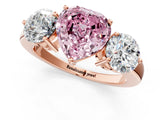 Rose gold Fancy Pink Heart Cut Diamond Three-Stone Ring with Prong Setting and Classic Band_143