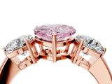 Rose gold Fancy Pink Heart Cut Diamond Three-Stone Ring with Prong Setting and Classic Band_146