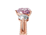 Rose gold Fancy Pink Heart Cut Diamond Three-Stone Ring with Prong Setting and Pavé Band_5