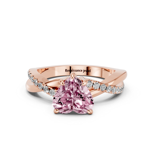 Rose gold Fancy Pink Heart  Cut Diamond Twist Band Solitaire with Prong Setting_11