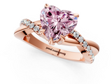 Rose gold Fancy Pink Heart  Cut Diamond Twist Band Solitaire with Prong Setting_43