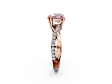 Rose gold Fancy Pink Heart  Cut Diamond Twist Band Solitaire with Prong Setting_44
