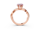 Rose gold Fancy Pink Heart  Cut Diamond Twist Band Solitaire with Prong Setting_45