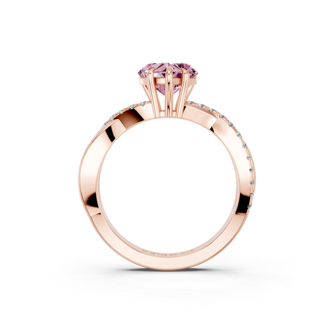 Rose gold Fancy Pink Heart  Cut Diamond Twist Band Solitaire with Prong Setting_5