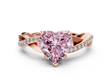 Rose gold Fancy Pink Heart  Cut Diamond Twisted Band Engagement Ring with Prong Setting_3