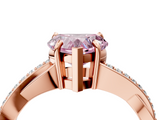 Rose gold Fancy Pink Heart  Cut Diamond Twisted Band Engagement Ring with Prong Setting_7