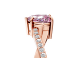 Rose gold Fancy Pink Heart  Cut Diamond Twisted Band Engagement Ring with Prong Setting_8