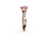 Rose gold Fancy Pink Heart  Cut Diamond Twisted Band with Pavé Setting and Four-Prong Setting_23