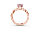 Rose gold Fancy Pink Heart  Cut Diamond Twisted Band with Pavé Setting and Four-Prong Setting_24