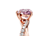 Rose gold Fancy Pink Heart  Cut Diamond Twisted Band with Pavé Setting and Four-Prong Setting_26