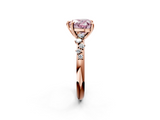 Rose gold Fancy Pink Heart  Cut Diamond Vine Band with Four-Prong Setting_42