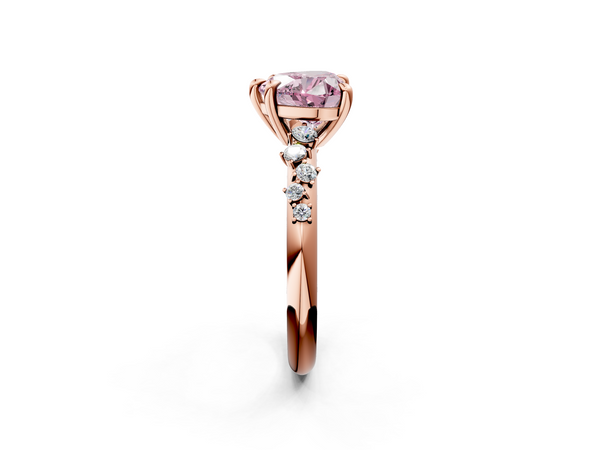 Rose gold Fancy Pink Heart  Cut Diamond Vine Band with Four-Prong Setting