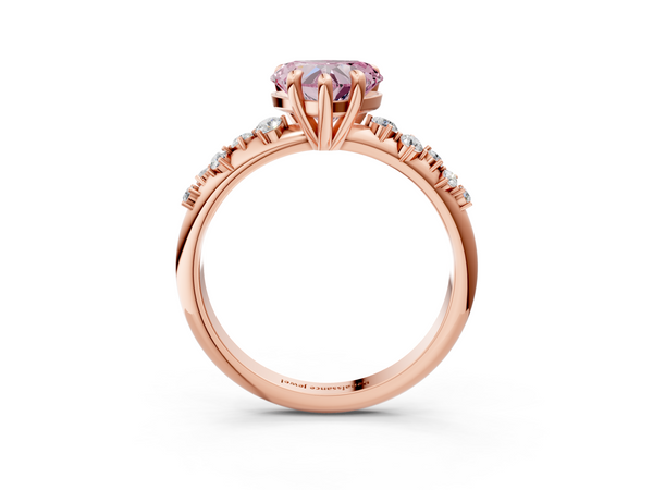 Rose gold Fancy Pink Heart  Cut Diamond Vine Band with Four-Prong Setting
