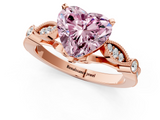 Rose gold Fancy Pink Heart  Cut Diamond with Milgrain Marquise and Bezel Accents on a Solitaire Band with Prong Setting_198