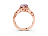 Rose gold Fancy Pink Heart  Cut Diamond with Milgrain Marquise and Bezel Accents on a Solitaire Band with Prong Setting_200