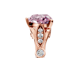 Rose gold Fancy Pink Heart  Cut Diamond with Milgrain Marquise and Bezel Accents on a Solitaire Band with Prong Setting_202