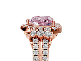 Rose gold Fancy Pink Heart  Cut Double Halo Diamond Engagement Ring with Pave Band and Four-Prong Setting 5