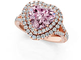 Rose gold Fancy Pink Heart  Cut Double Halo Split Shank Diamond Ring with Prong Setting_51