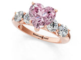 Rose gold Fancy Pink Heart  Cut Five-Stone Prong Set Diamond Ring with Classic Band_32