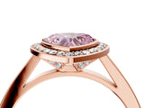 Rose gold Fancy Pink Heart Cut Halo Bezel Diamond Pave Band Ring_4