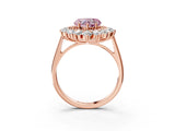 Rose gold Fancy Pink Heart Cut Halo Cluster Diamond Ring with Pave Band and Four-Prong Setting_15