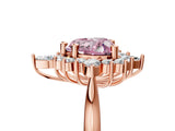 Rose gold Fancy Pink Heart Cut Halo Diamond Cluster Ring with Marquise and Round Stones on a White Gold Band with Prong Setting_5