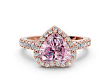 Rose gold Fancy Pink Heart  Cut Halo Diamond Engagement Ring with Pave Band and Four-Prong Setting_28