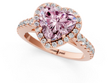 Rose gold Fancy Pink Heart  Cut Halo Diamond Engagement Ring with Pave Band and Four-Prong Setting_29