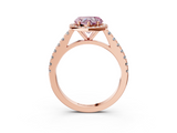 Rose gold Fancy Pink Heart  Cut Halo Diamond Engagement Ring with Pave Band and Four-Prong Setting_31