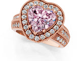 Rose gold Fancy Pink Heart Cut Halo Diamond Engagement Ring with Pave Split Shank and Four-Prong Setting_1