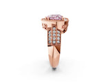 Rose gold Fancy Pink Heart Cut Halo Diamond Engagement Ring with Pave Split Shank and Four-Prong Setting_2