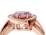 Rose gold Fancy Pink Heart Cut Halo Diamond Engagement Ring with Pave Split Shank and Four-Prong Setting_4