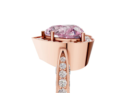 Rose gold Fancy Pink Heart Cut Halo Diamond Engagement Ring with Split Shank Band and Four-Prong Setting_5