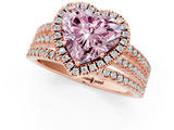 Rose gold Fancy Pink Heart  Cut Halo Diamond Engagement Ring with Split Shank and Four-Prong Setting_21