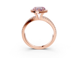 Rose gold Fancy Pink Heart  Cut Halo Diamond Engagement Ring with Split Shank and Four-Prong Setting_23