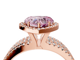 Rose gold Fancy Pink Heart  Cut Halo Diamond Engagement Ring with Split Shank and Four-Prong Setting_24