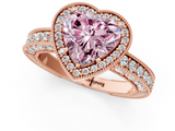 Rose gold Fancy Pink Heart  Cut Halo Diamond Pave Band Ring with Four-Prong Setting_46