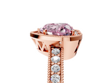 Rose gold Fancy Pink Heart  Cut Halo Diamond Pave Band Ring with Four-Prong Setting_50
