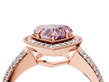 Rose gold Fancy Pink Heart  Cut Halo Diamond Pave Band with Four-Prong Setting_41