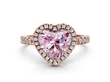 Rose gold Fancy Pink Heart Cut Halo Diamond Pave Band with Prong Setting