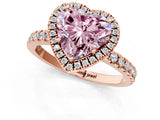 Rose gold Fancy Pink Heart Cut Halo Diamond Pave Band with Prong Setting_1