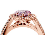Rose gold Fancy Pink Heart Cut Halo Diamond Ring with Beaded Split Shank and Four-Prong Setting_4