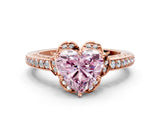 Rose gold Fancy Pink Heart  Cut Halo Diamond Ring with Channel Set Band and Four-Prong Setting_33
